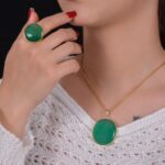 نیم ست عقیق سبز زنانه کد 1268