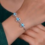 دستبند فیروزه سه نگین کد 1277