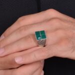 انگشتر عقیق سبز مردانه کد 1309