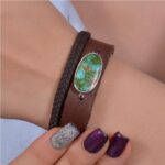 دستبند فیروزه چرمی کد 1342