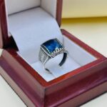 انگشتر یاقوت کبود مردانه کد 1369