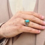 انگشتر فیروزه مردانه نقره کد 1455