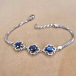 دستبند یاقوت کبود زنانه کد ۱۵۱۶